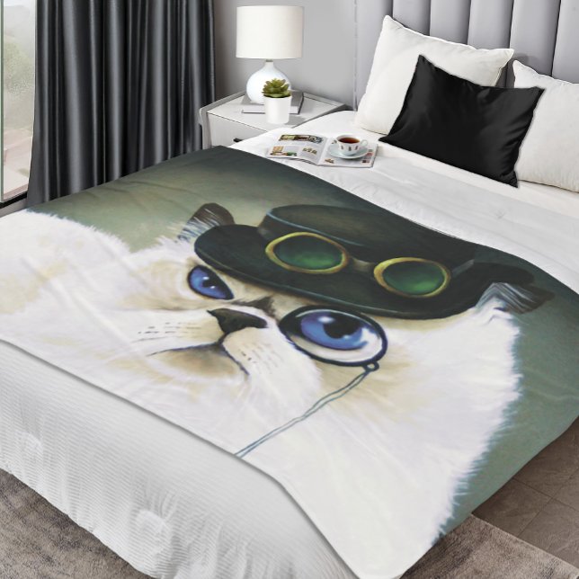 Steampunk Persian Cat Fleece Blanket (Creator Uploaded)