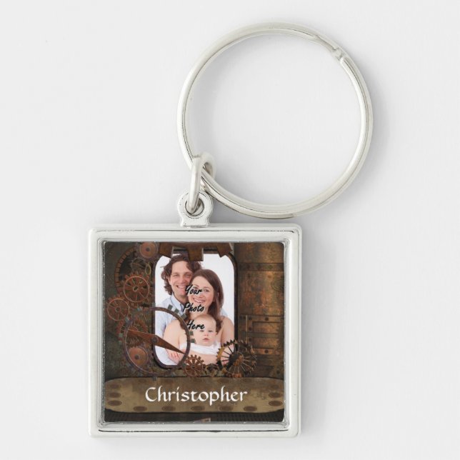 Steampunk photo background key ring (Front)