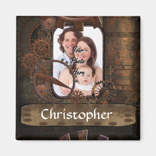 Steampunk photo background magnet