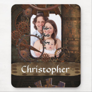 Steampunk photo background mouse pad