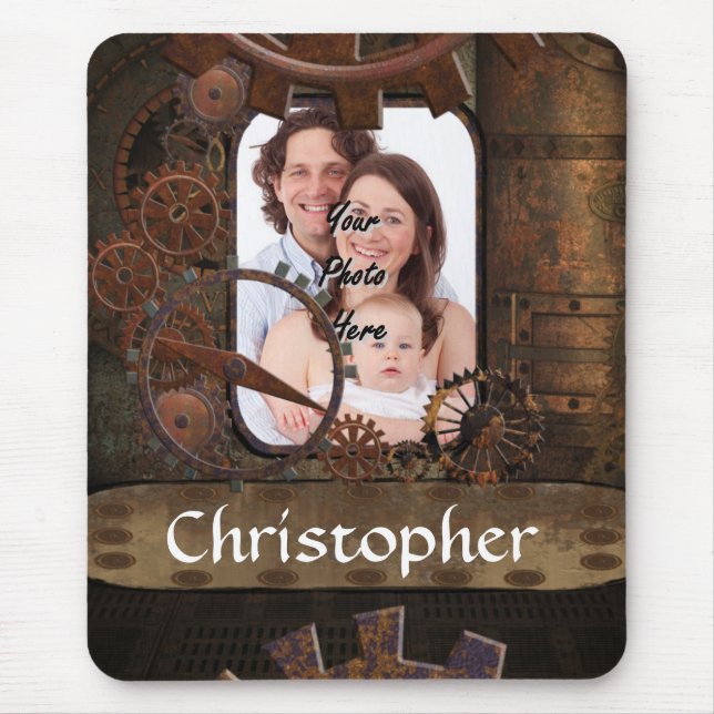 Steampunk photo background mouse pad (Front)