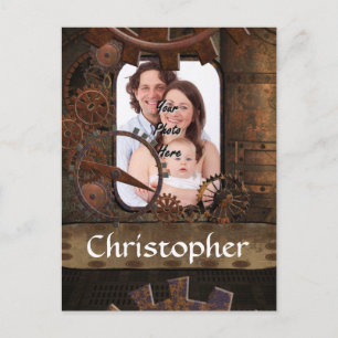 Steampunk photo background postcard