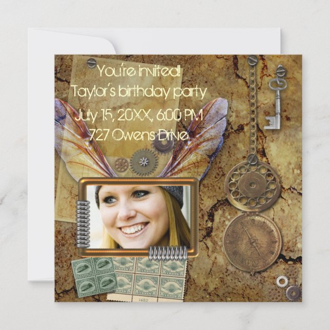 Steampunk Photo Invitation (Front)