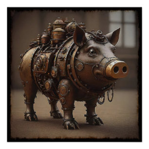 Steampunk Pig I Poster