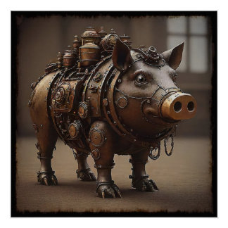 Steampunk Pig I Poster