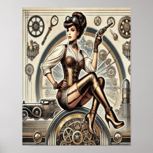 Steampunk Pin-Up Art, Poster 2, Glamour & Vintage