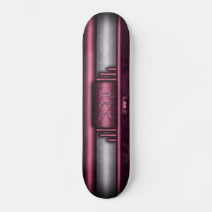Steampunk, pink heart with Monogram nameplate Skateboard