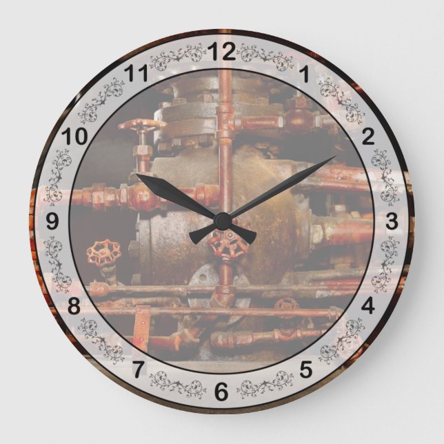 Steampunk - Pipe dreams Large Clock (Front)