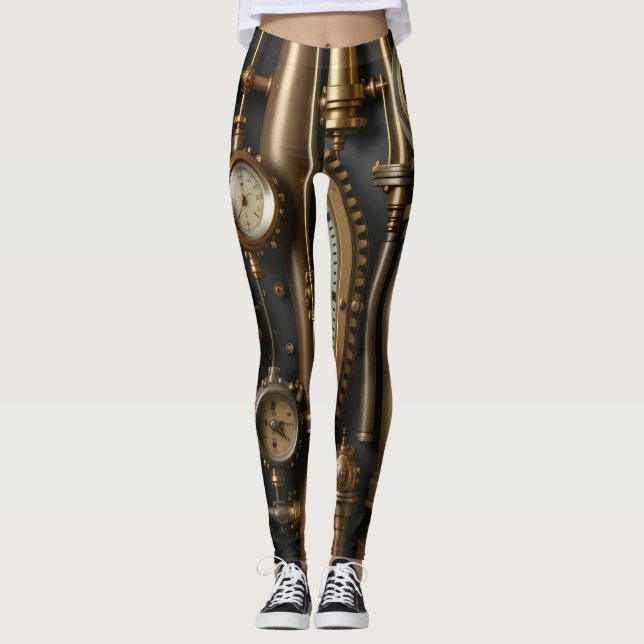 Steampunk Pipes and Gauges Leggings (Front)