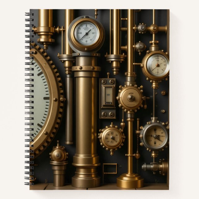 Steampunk Pipes and Gauges Notebook (Front)