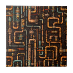 Steampunk pipes ceramic tile