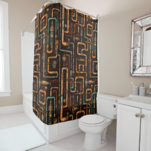 Steampunk pipes shower curtain