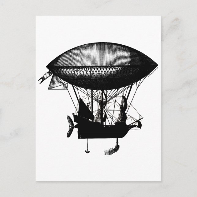 Steampunk pirate airship postcard (Front)