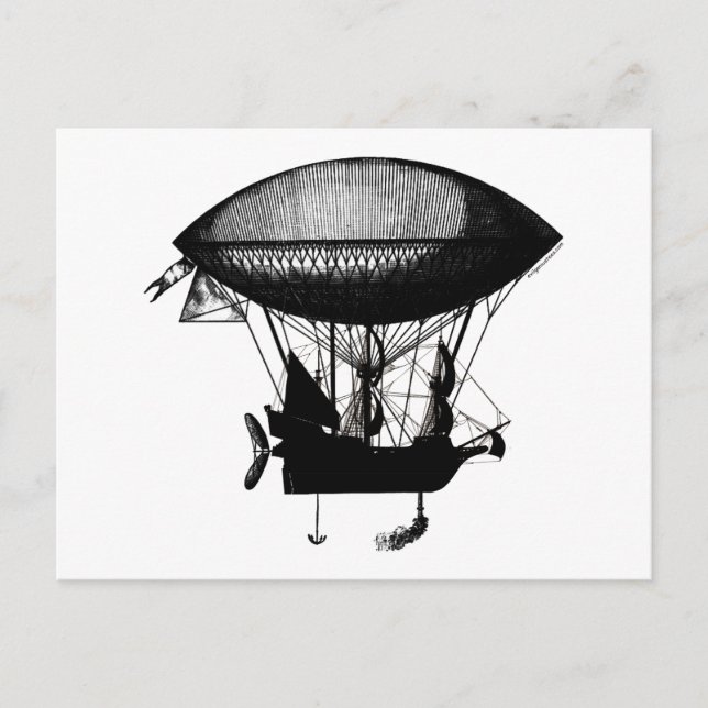 Steampunk pirate airship postcard (Front)
