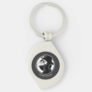 Steampunk Plague Doctor Bird Mask B/W Key Ring