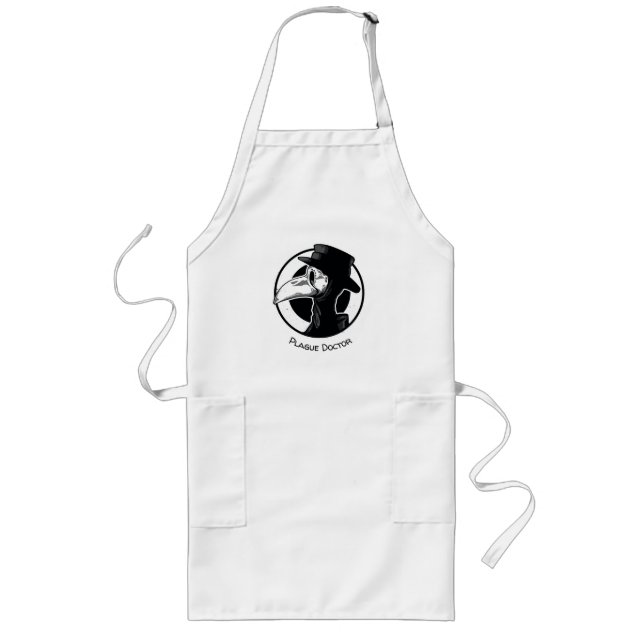 Steampunk Plague Doctor Bird Mask B/W Long Apron (Front)