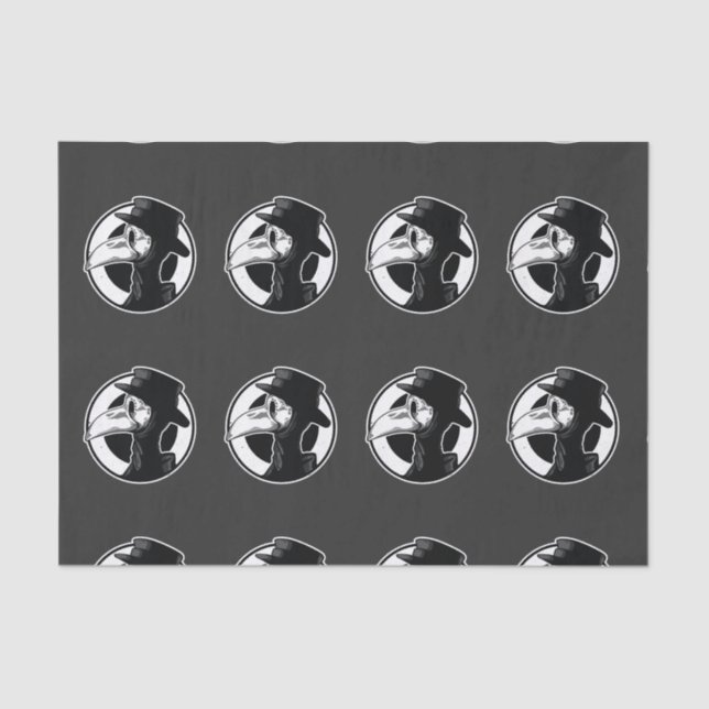 Steampunk Plague Doctor Bird Mask B/W Tissue Paper (Front)