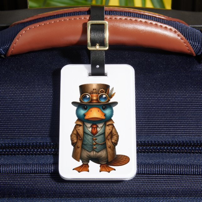 Steampunk Platypus Luggage Tag (Front Insitu 2)