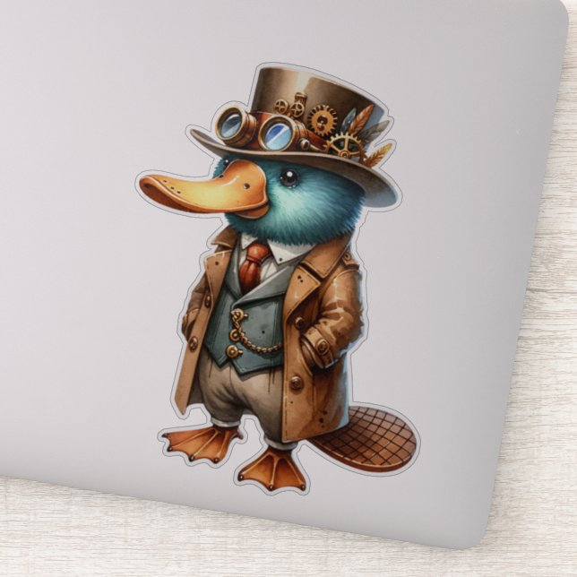 Steampunk Platypus Transparent Sticker (Detail)