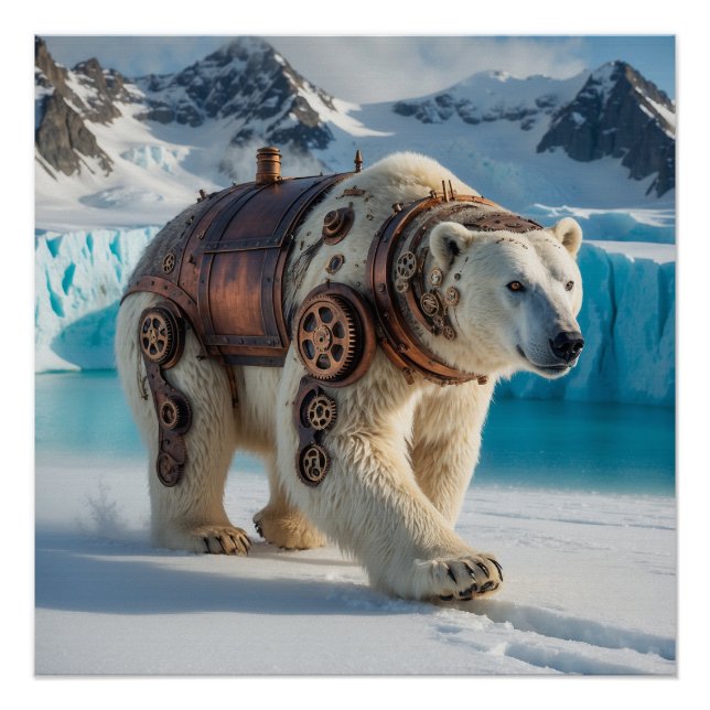 Steampunk Polar Bear Warrior Poster (Front)