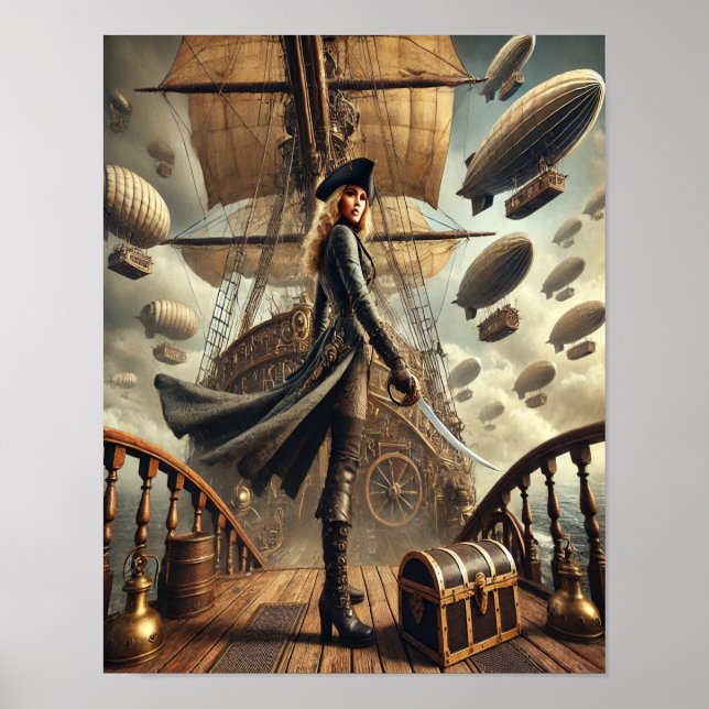 Steampunk Poster 54 The Airship Pirate Queen (Front)