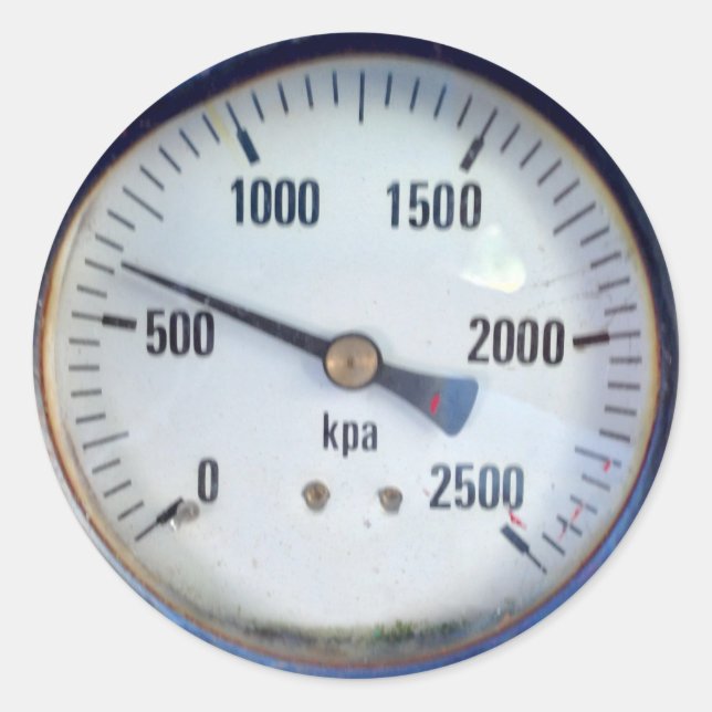 Steampunk Pressure Gauge Classic Round Sticker (Front)