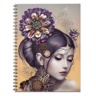 Steampunk Princess with a Copper Coloured Flower Notebook