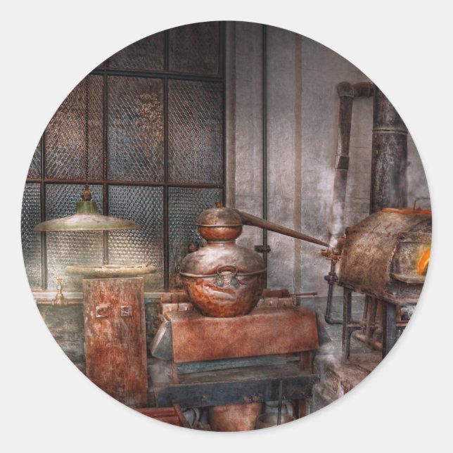 Steampunk - Private distillery Classic Round Sticker (Front)