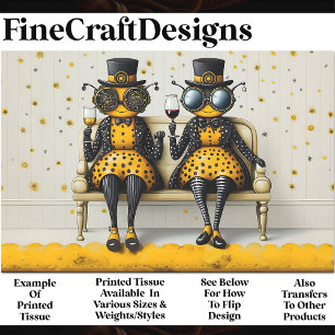 Steampunk Queen Bees + Wine AM7 Decoupage Tissue Paper