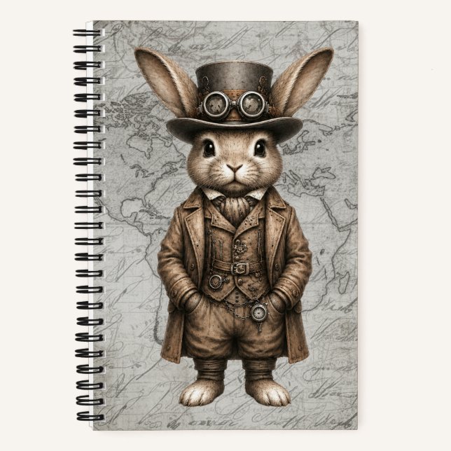 Steampunk Rabbit - Facing Forward Notebook (Front)