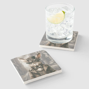 Steampunk Rabbit in London Stone Coaster
