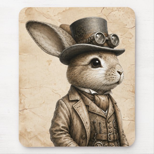 Steampunk Rabbit  Mouse Pad (Front)