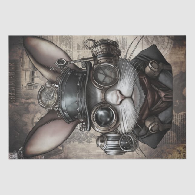 Steampunk Rabbit Tissue Paper (Front)