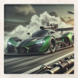 Steampunk Racecar Glass Coaster