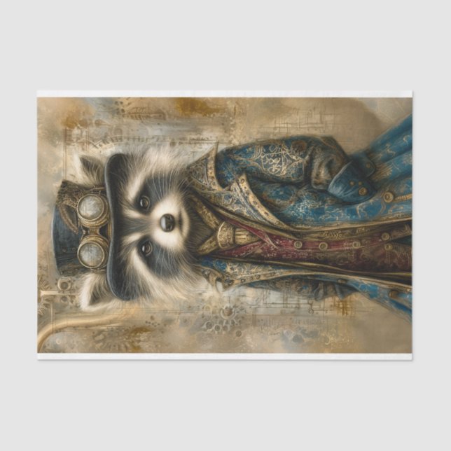 Steampunk Racoon In Coat Portrait DS4R Decoupage Tissue Paper (Front)