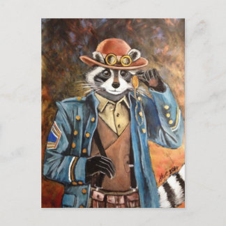 Steampunk Racoon Postcard