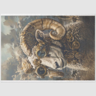 Steampunk Ram Horns Decoupage  Tissue Paper