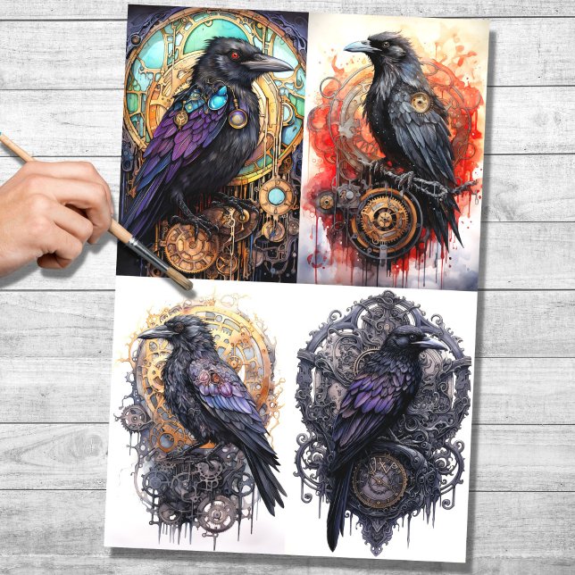 Steampunk Raven Collage 1 Decoupage Paper (Creator Uploaded)