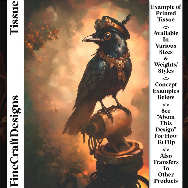 Steampunk Raven, Goggles & Collar CT1 Decoupage Tissue Paper (Creator Uploaded)