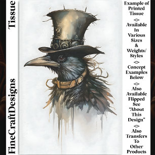 Steampunk Raven In Top Hat & Collar BQ5 Decoupage Tissue Paper