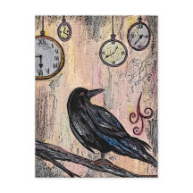 Steampunk Raven with Clocks