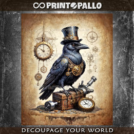 Steampunk Raven with top hat and watches Tissue Paper