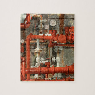 Steampunk - Red pipe headache Jigsaw Puzzle