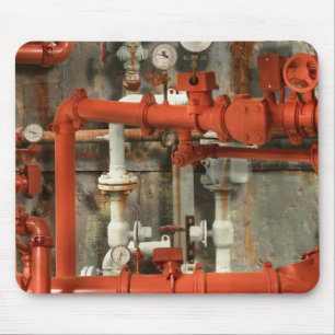 Steampunk - Red pipe headache Mouse Pad