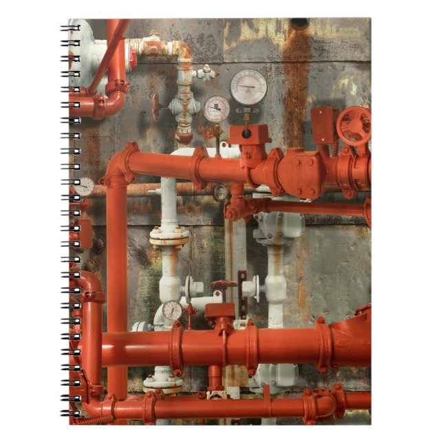 Steampunk - Red pipe headache Notebook (Front)