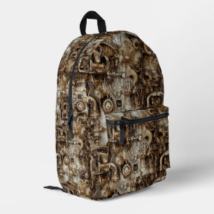 Steampunk Retro Cogwheels Printed Backpack