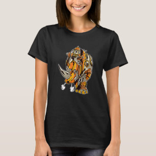 Steampunk Rhino Machine Cogwheel Rhinoceros Gothic T-Shirt