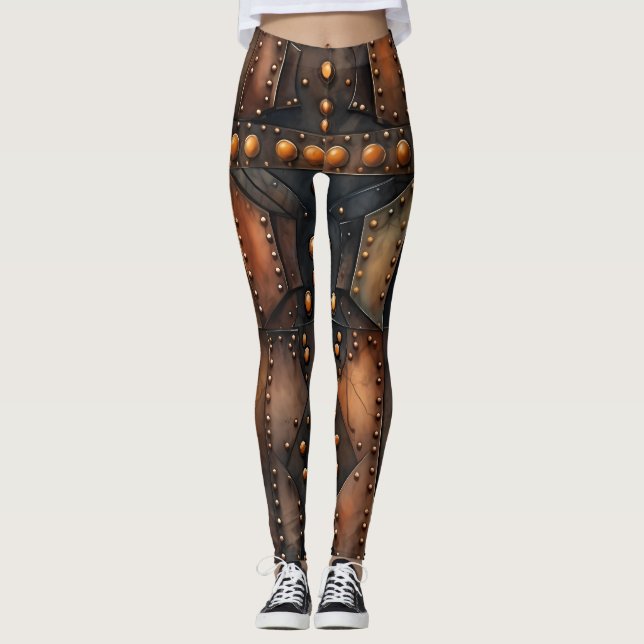 Steampunk Riveted Metal Leggings (Front)