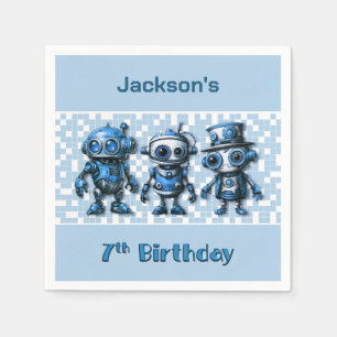 Steampunk Robot Theme 7th Birthday Party Napkin