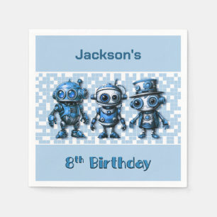 Steampunk Robot Theme 8th Birthday Party Napkin